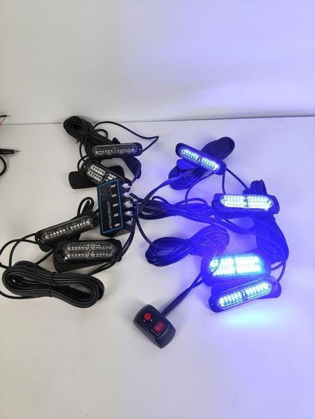 Стробоскоп мигалка в решітку радіатора автомобіля синій червоний комплект 8 шт 144led/Red-blue фото