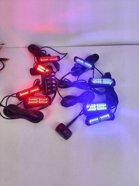 Стробоскоп мигалка в решітку радіатора автомобіля синій червоний комплект 8 шт 144led/Red-blue фото